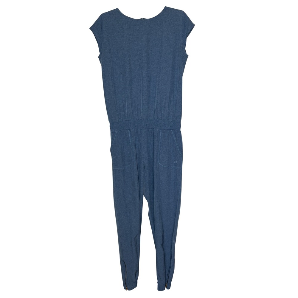 Albion Fit Jetset Jumper Blue Heathered Jumpsuit Ankle Zip Womens Size Medium